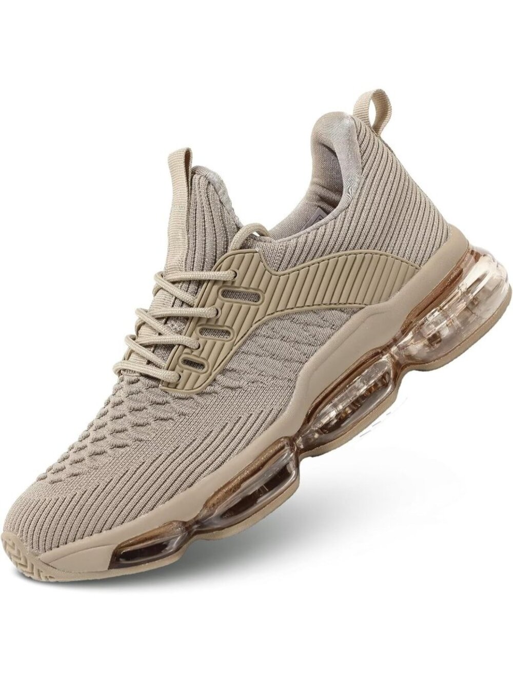 Men's Khaki 1 Round Toe Comfortable Air Cushion Breathable Tennis Sneakers